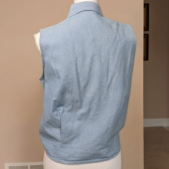 The Limited Sleeveless Denim Top w/ Front Tie LARGE - Picture 2 of 4